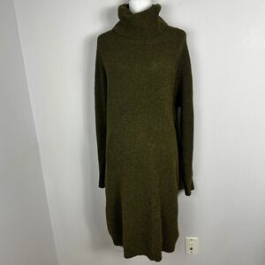 Nordstrom Abound Knit Turtleneck Sweater Dress Size XL Olive Green Long Sleeve